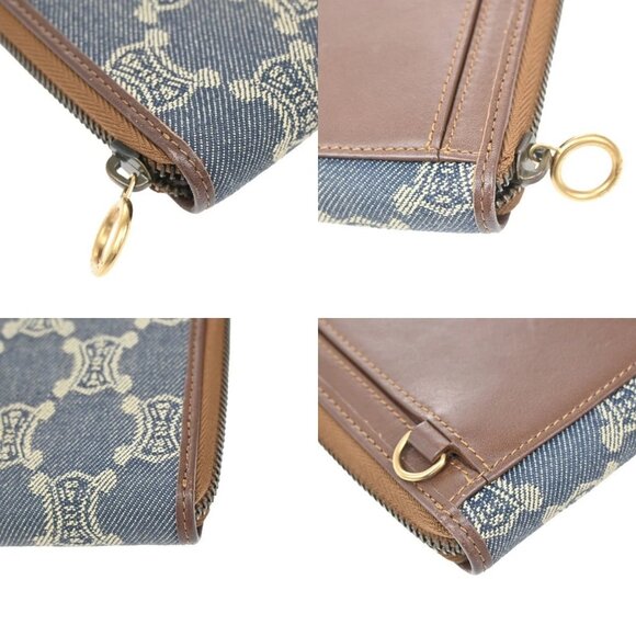 CELINE Macadam Pattern Shoulder Wallet Multi Case Denim Leather Blue 36KB164 - Picture 7 of 16